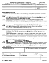 Document preview: DD Form 3045 Statement of Disposition of Military Remains