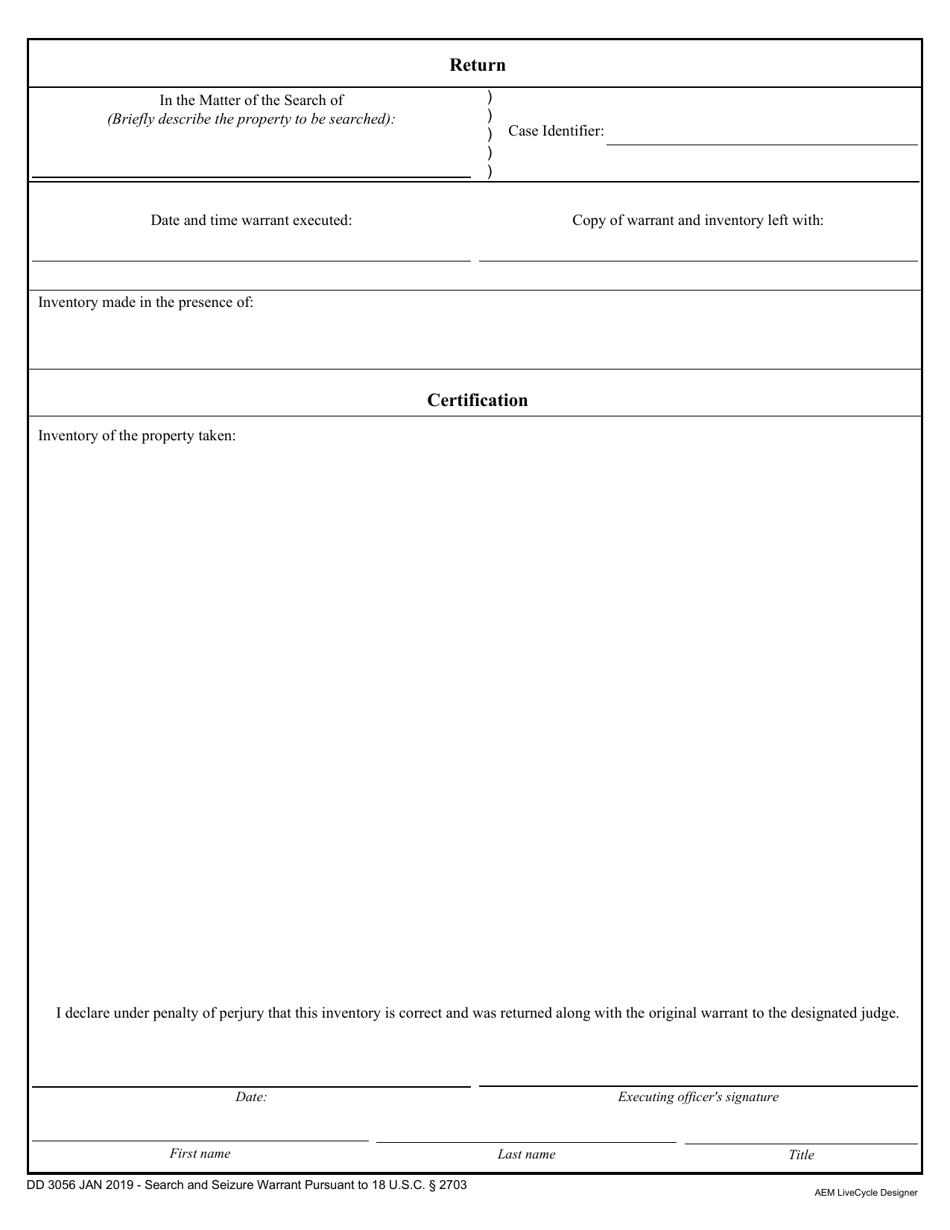 DD Form 3056 Search and Seizure Warrant Pursuant to 18 U.s.c. 2703, Page 2