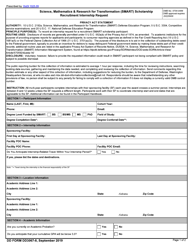 Document preview: DD Form 3067-8 Smart Scholarship Recruitment Internship Request