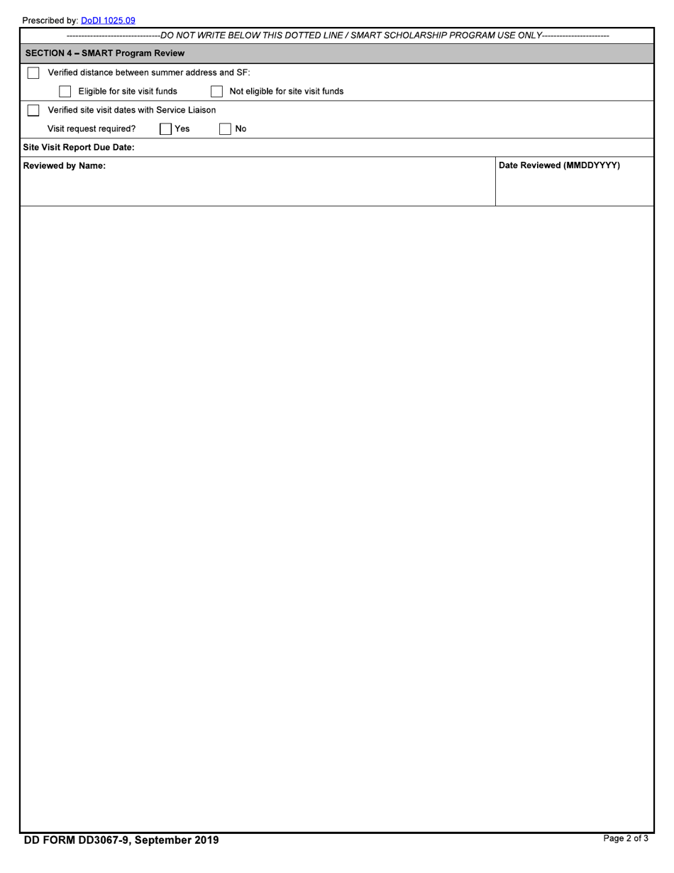 DD Form 3067-9 Smart Scholarship Recruitment Site Visit Request, Page 2