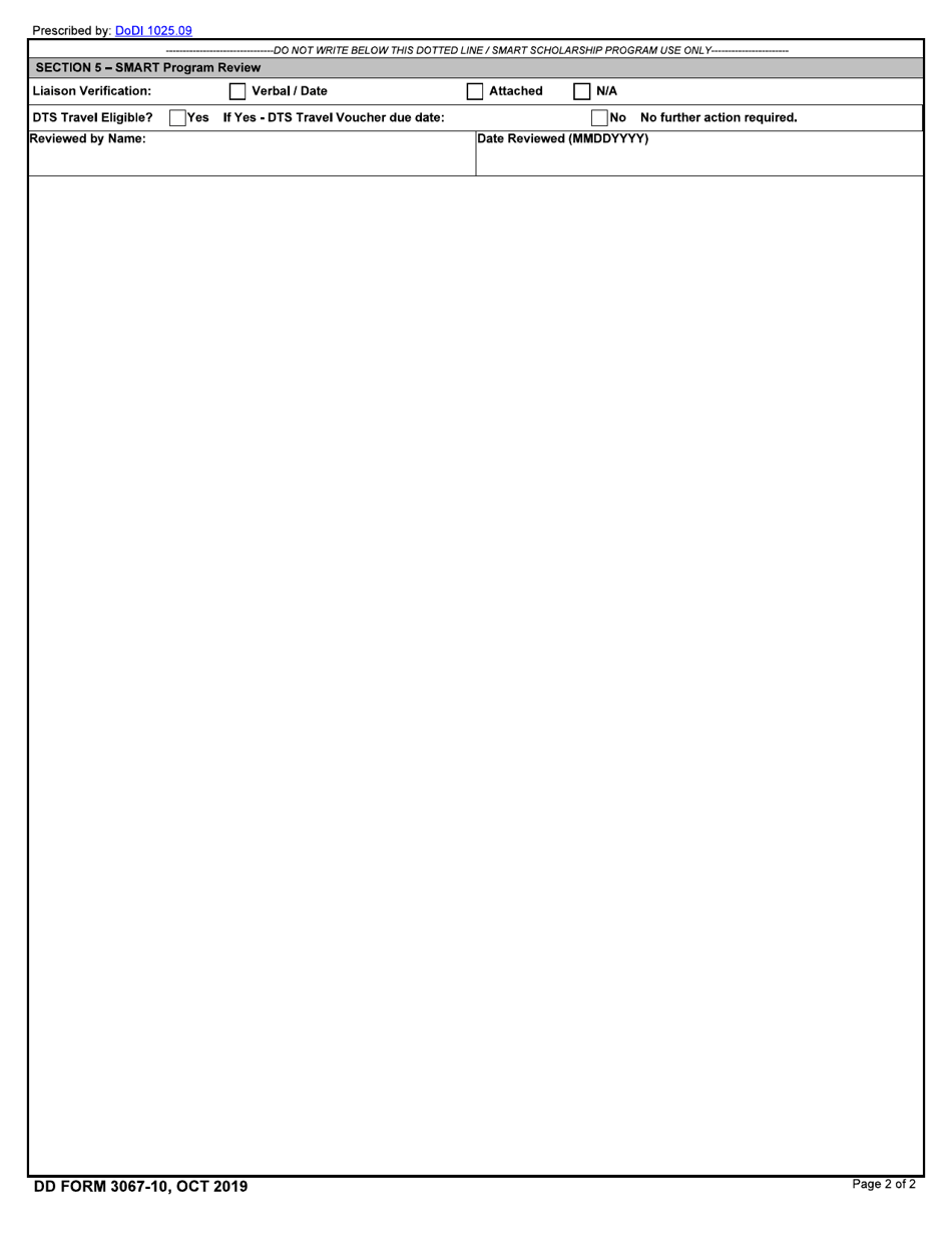 DD Form 3067-10 Smart Scholarship Retention Summer Schedule, Page 2