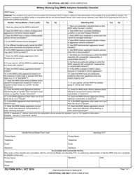 Document preview: DD Form 3076-1 Military Working Dog (Mwd) Adoption Suitability Checklist