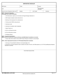 Document preview: DD Form 3076-4 Military Working Dog (Mwd) Disposition Checklist