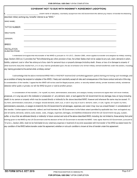 DD Form 3076-5 Military Working Dog (Mwd) Covenant Not to Sue With Indemnity Agreement (Adoption)