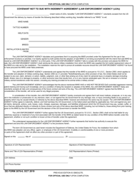 Document preview: DD Form 3076-6 Military Working Dog (Mwd) Covenant Not to Sue With Indemnity Agreement (Law Enforcement Agency (Lea))