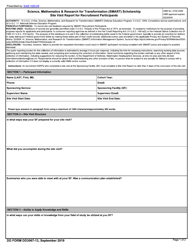 Document preview: DD Form 3067-13 Smart Scholarship Site Visit Report for Recruitment Participants