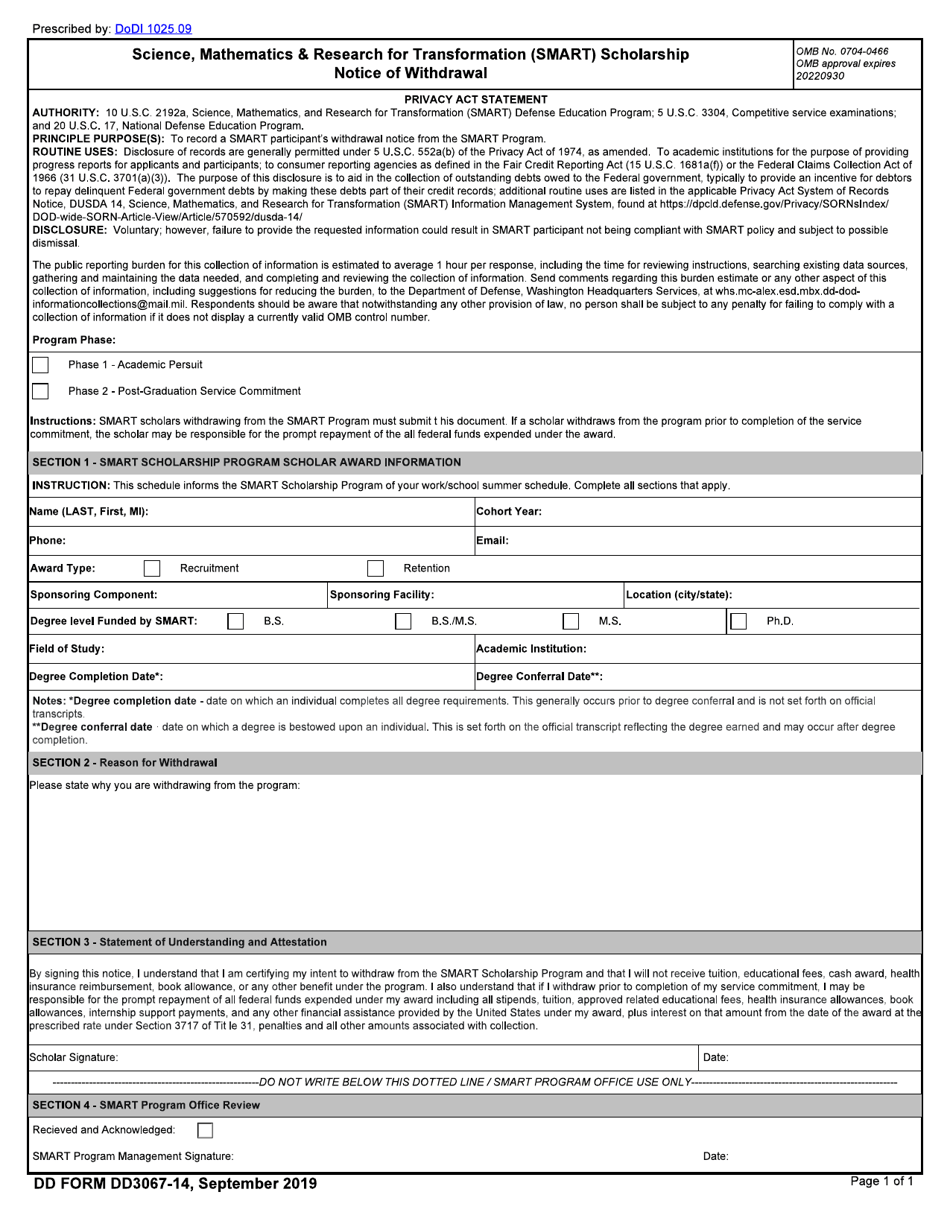 Dd Form 3067-14 - Fill Out, Sign Online And Download Fillable Pdf 