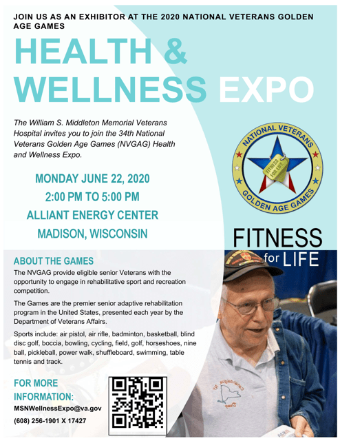 National Veterans Golden Age Games (Nvgag) Health and Wellness Expo Registration, 2020