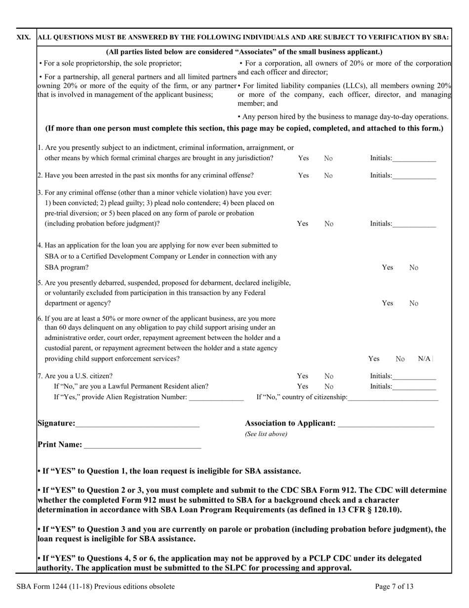 SBA Form 1244 Application for Section 504 Loan, Page 7