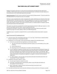 SBA Form 1050 Settlement Sheet