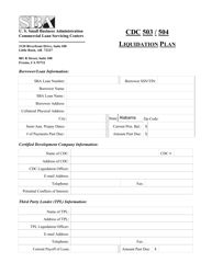 Document preview: CDC 503 / 504 Liquidation Plan