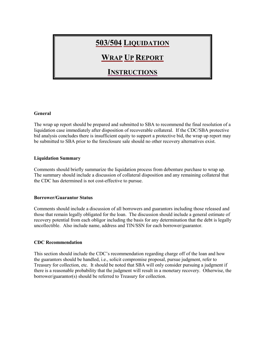 503 / 504 Liquidation Wrap up Report, Page 3