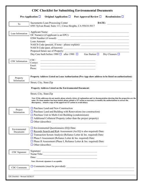 CDC Checklist for Submitting Environmental Documents Download Pdf