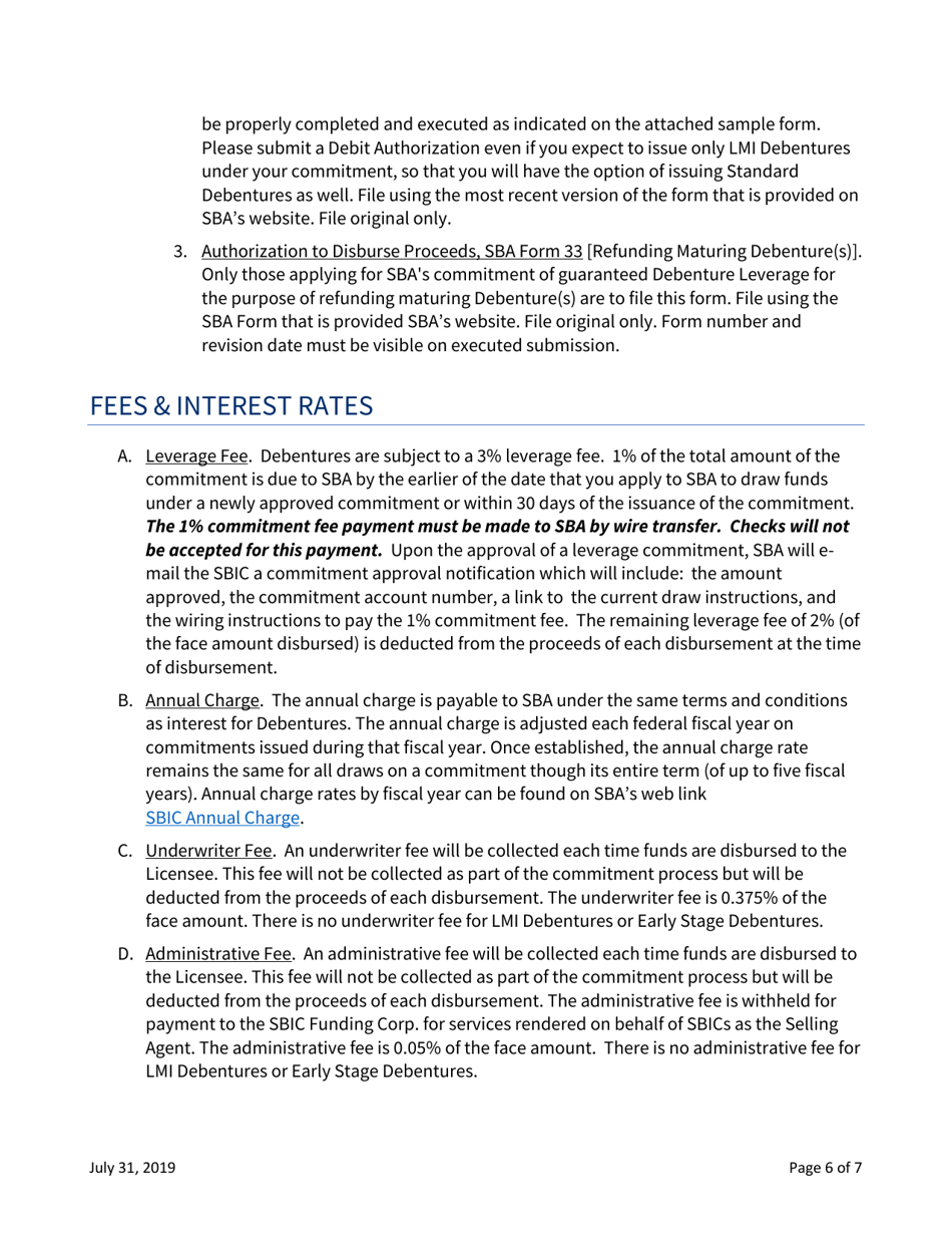Instructions for Application for Commitment of Sbic Debentures, Page 6