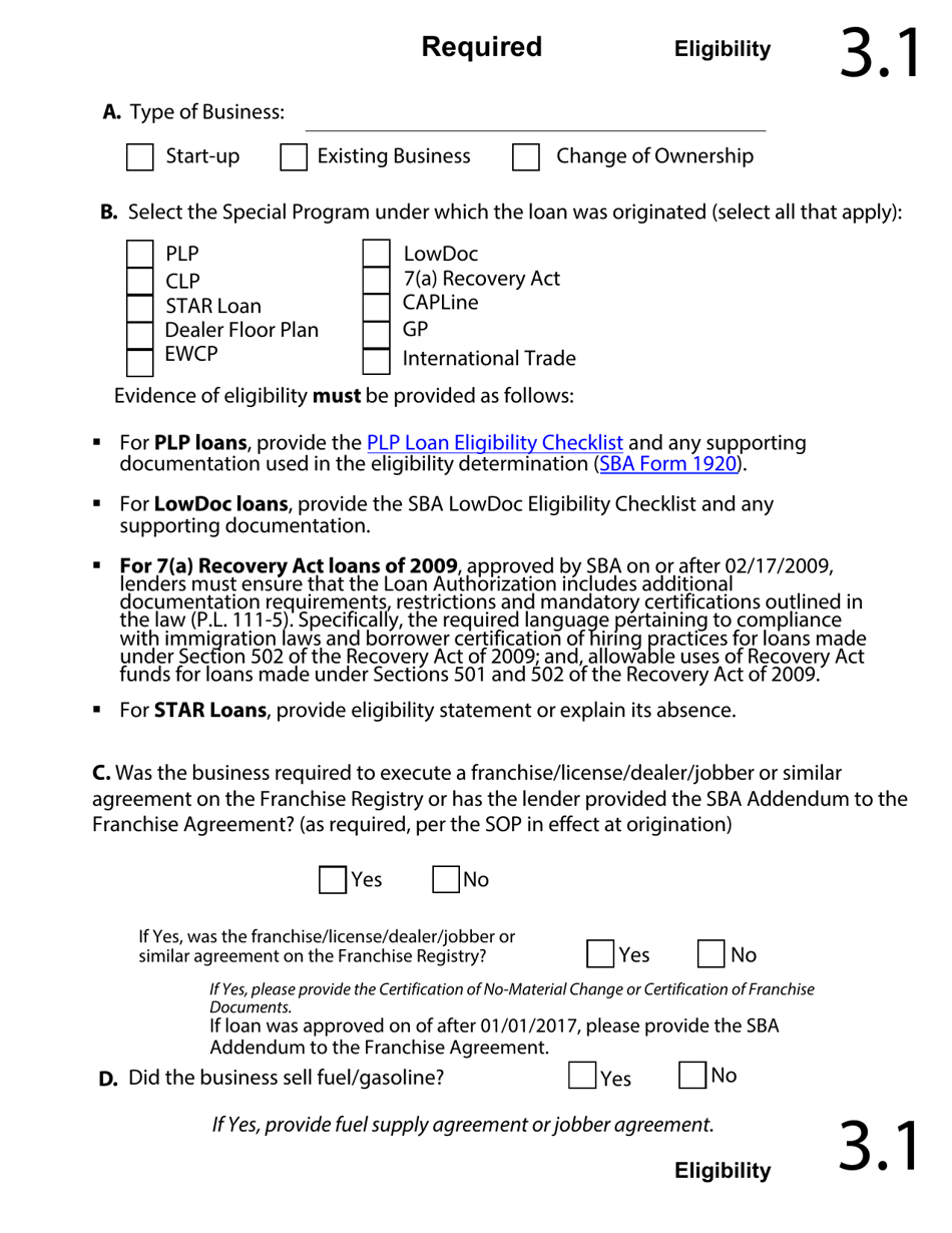 Regular 7(A) Guaranty Purchase Package Tabs, Page 4