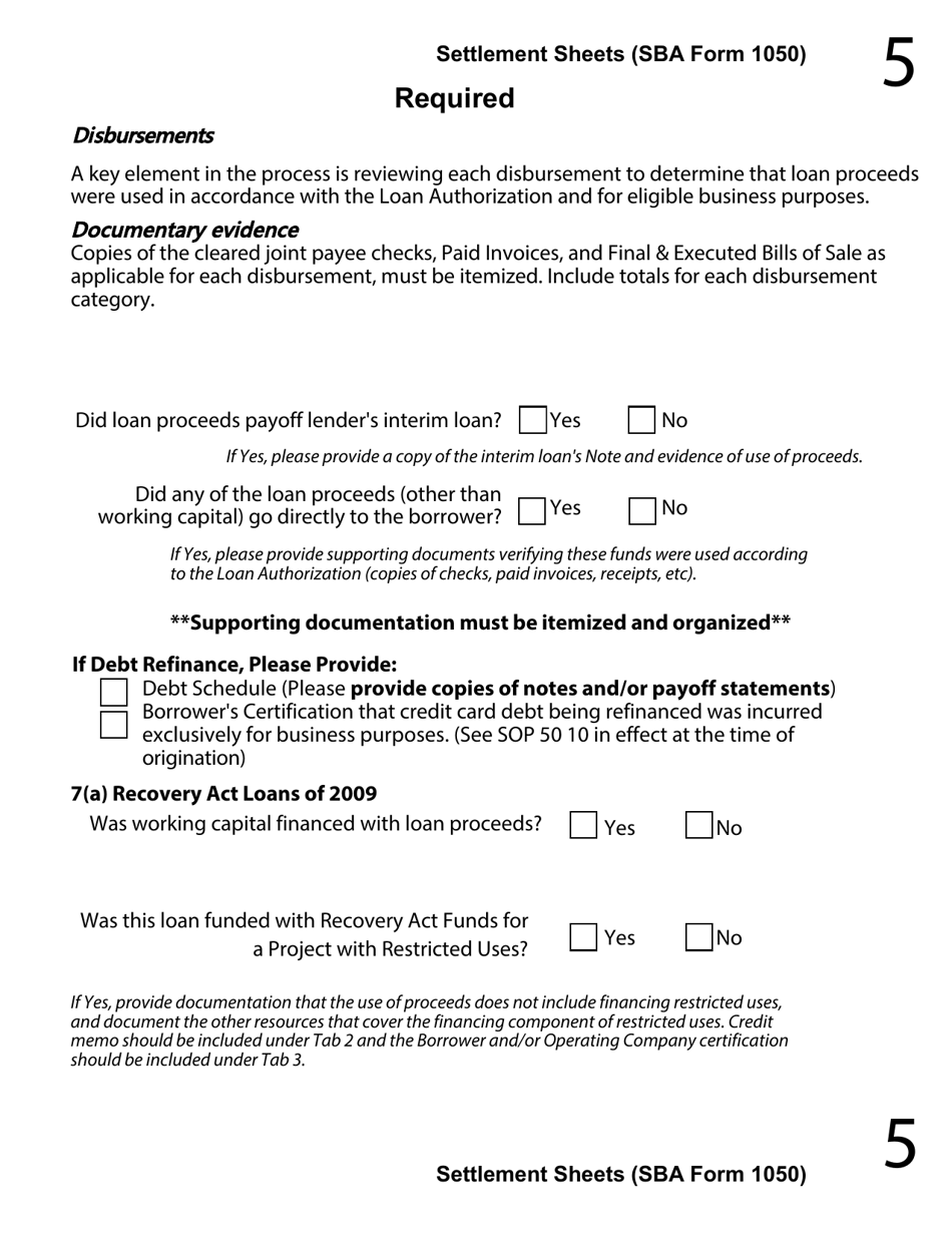 Regular 7(A) Guaranty Purchase Package Tabs, Page 8