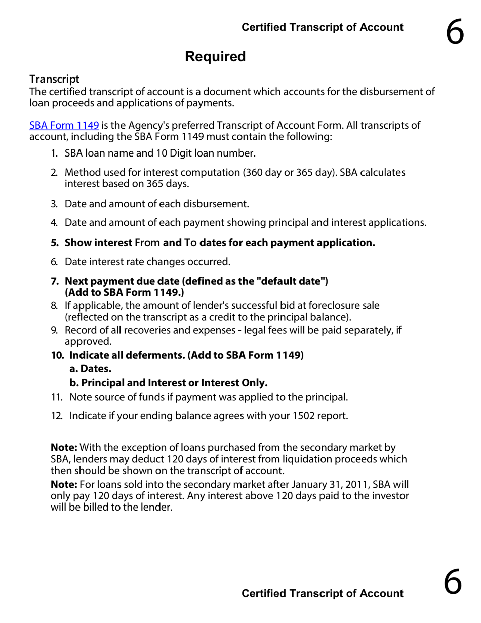 Regular 7(A) Guaranty Purchase Package Tabs, Page 9