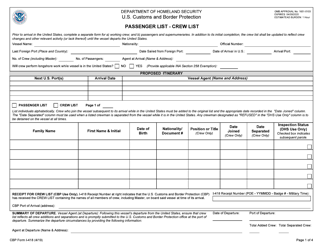 Document preview: CBP Form I-418 Passenger List - Crew List