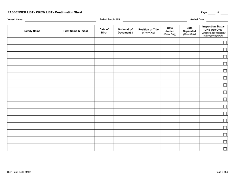 CBP Form I-418 - Fill Out, Sign Online and Download Fillable PDF ...