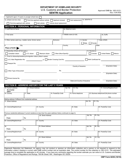 CBP Form 823S  Printable Pdf