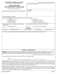 Document preview: CBP Form 3124E Application for Customs Broker License Exam