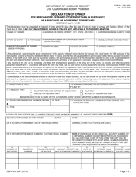 CBP Form 3347 Declaration of Owner for Merchandise Obtained (Otherwise Than) in Pursuance of a Purchase or Agreement to Purchase