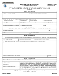 Document preview: CBP Form 3495 Application for Exportation of Articles Under Special Bond