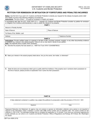 CBP Form 4609 Petition for Remission or Mitigation of Forfeitures and Penalties Incurred