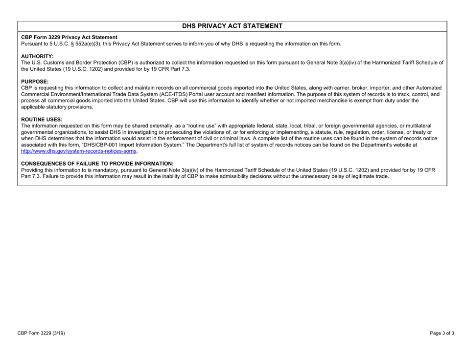 CBP Form 3229 Insular Possession Certificate of Origin, Page 3