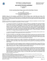 Document preview: CBP Form I-775 Visa Waiver Program Agreement