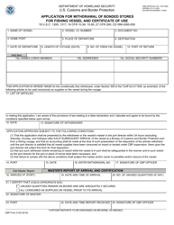 Document preview: CBP Form 5125 Application for Withdrawal of Bonded Stores for Fishing Vessel and Certificate of Use