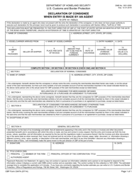 Document preview: CBP Form 3347A Declaration of Consignee When Entry Is Made by an Agent