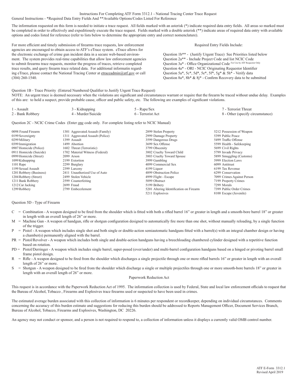 ATF Form 3312.1 National Tracing Center Trace Request, Page 3
