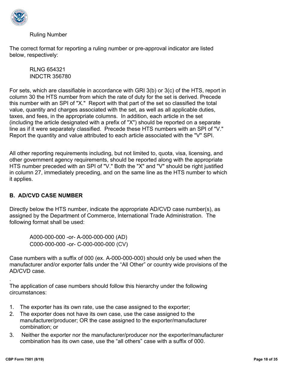 CBP Form 7501 Entry Summary, Page 18
