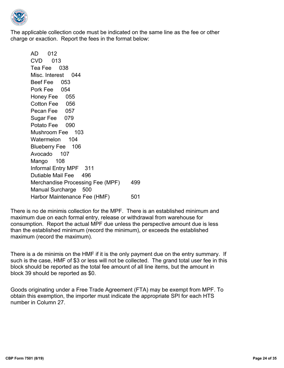CBP Form 7501 Entry Summary, Page 24