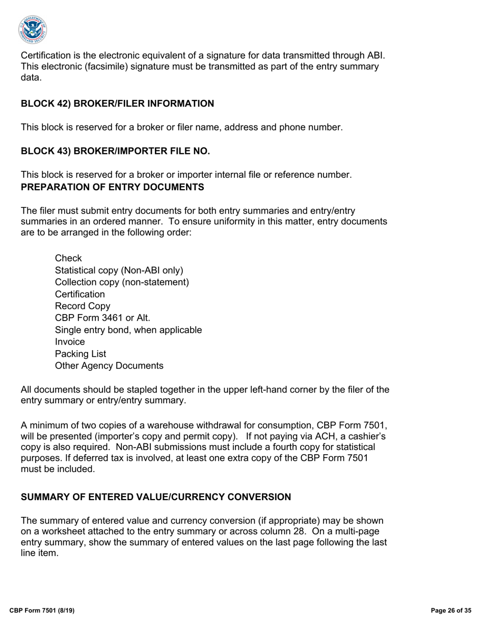 CBP Form 7501 Entry Summary, Page 26