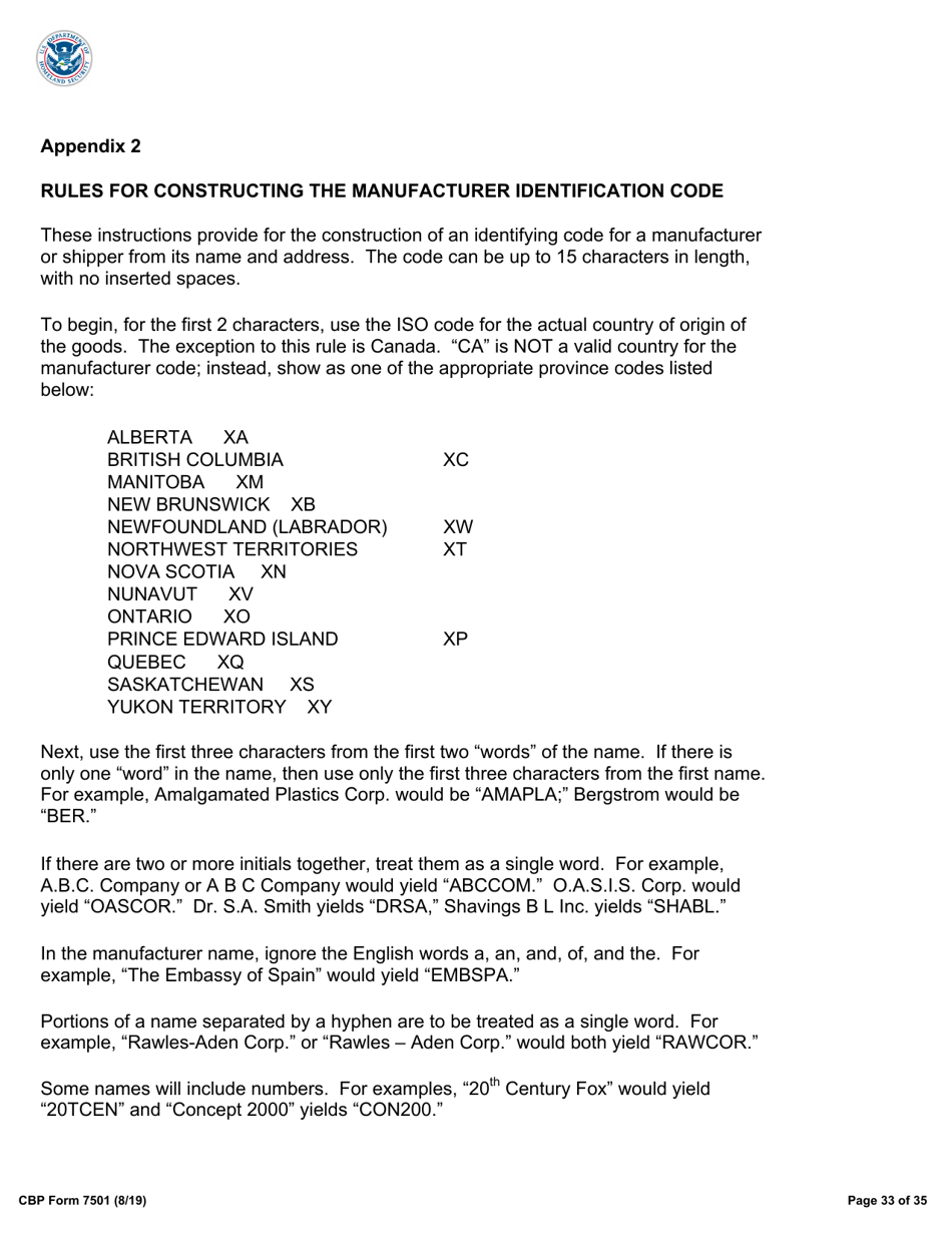 CBP Form 7501 Entry Summary, Page 33