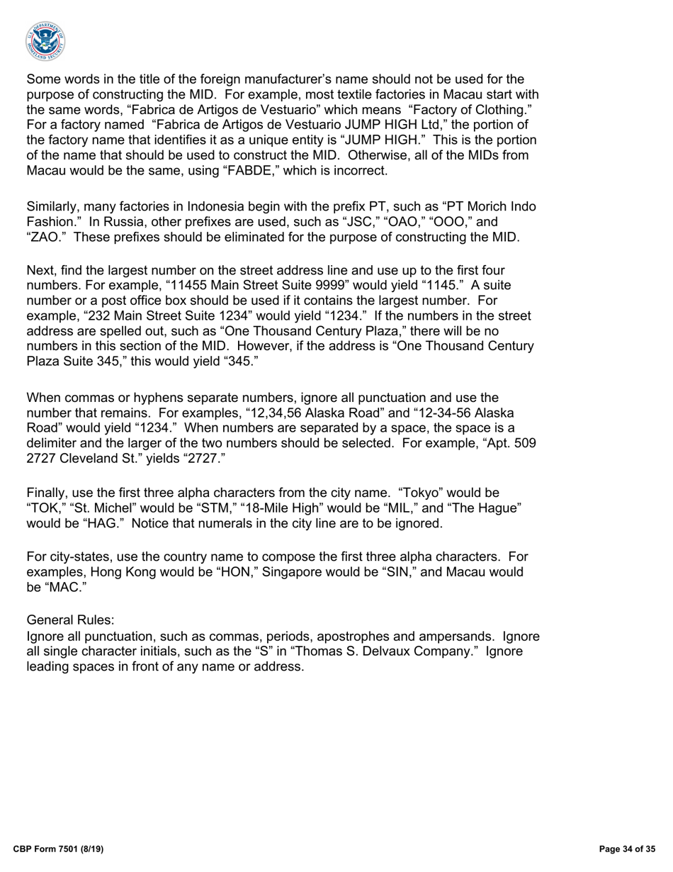 CBP Form 7501 Entry Summary, Page 34