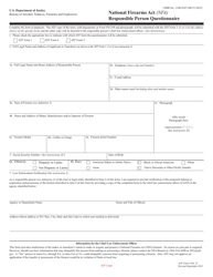 ATF Form 5320.23 &quot;National Firearms Act (Nfa) Responsible Person Questionnaire&quot;