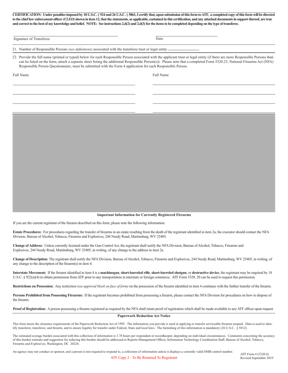 ATF Form 4 (5320.4) Download Fillable PDF or Fill Online Application ...