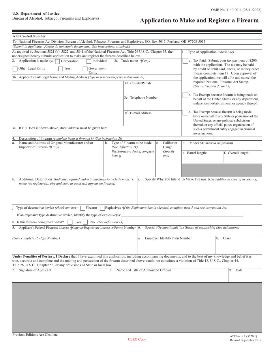 ATF Form 1 (5320.1) Application to Make and Register a Firearm, Page 11