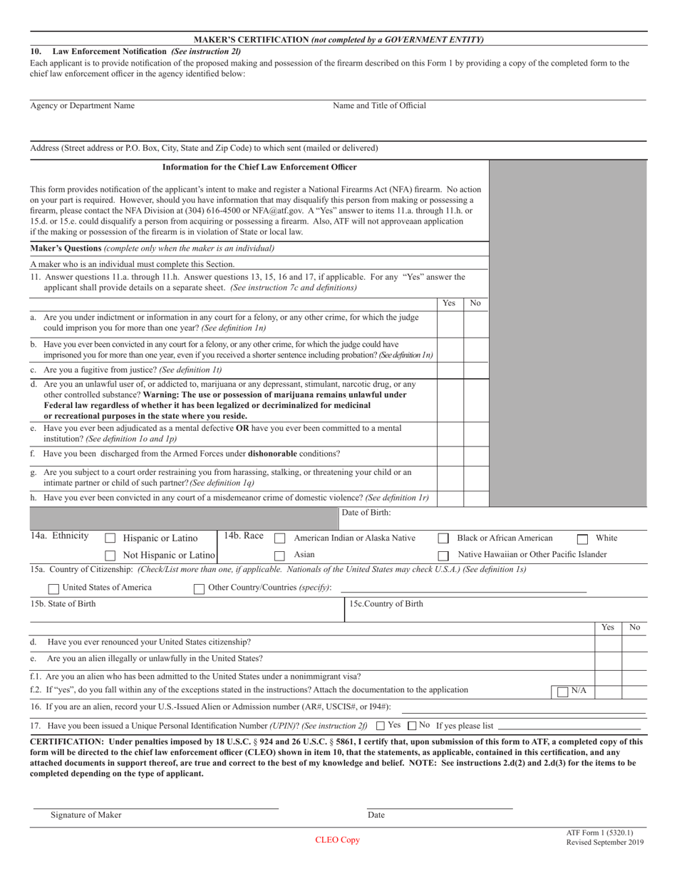 ATF Form 1 (5320.1) Application to Make and Register a Firearm, Page 12