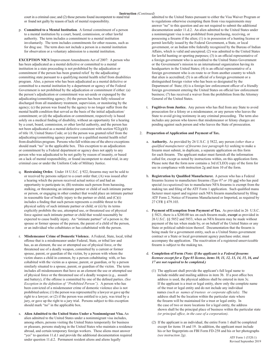 ATF Form 1 (5320.1) Application to Make and Register a Firearm, Page 5