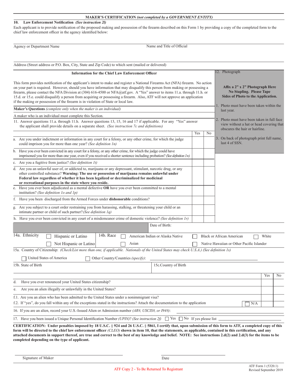 ATF Form 1 (5320.1) Download Fillable PDF or Fill Online Application to ...