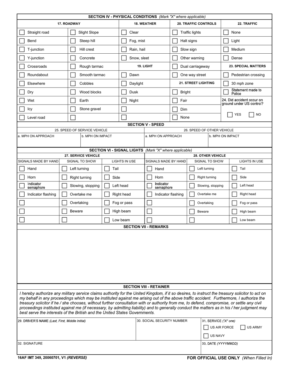 16 AF Form 349 - Fill Out, Sign Online and Download Fillable PDF ...