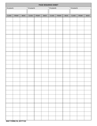 25 AF Form 216 &quot;Page Sesquence Sheet&quot;