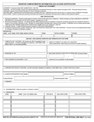 Document preview: 25 AF Form 106 Sensitive Compartmented Information (SCI) Access Certification