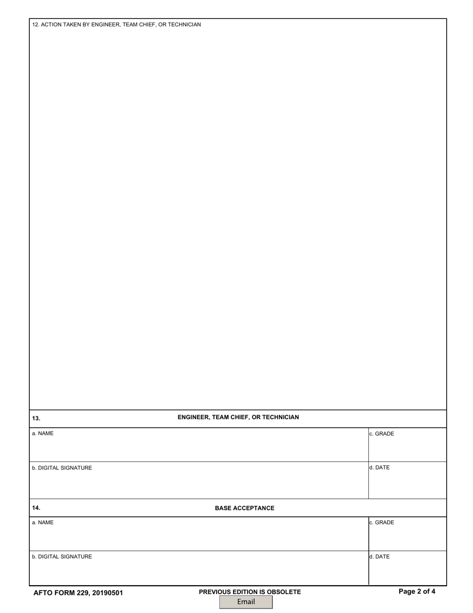 AFTO Form 229 Engineering Installation Assistance Request, Page 2