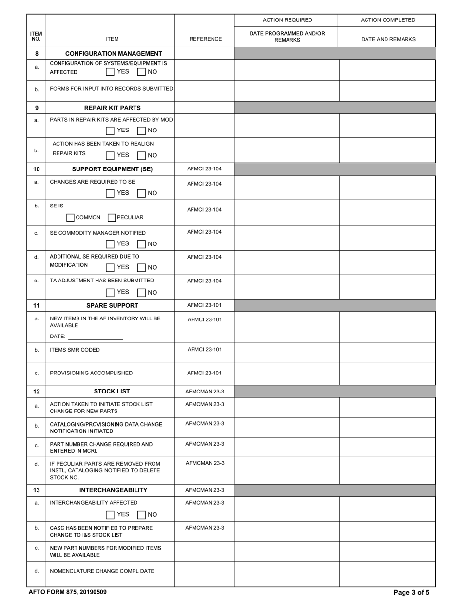 AFTO Form 875 Time Compliance Technical Order Programming Document, Page 3