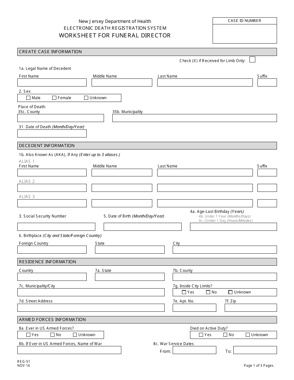 Form REG51 Fill Out, Sign Online and Download Printable PDF, New